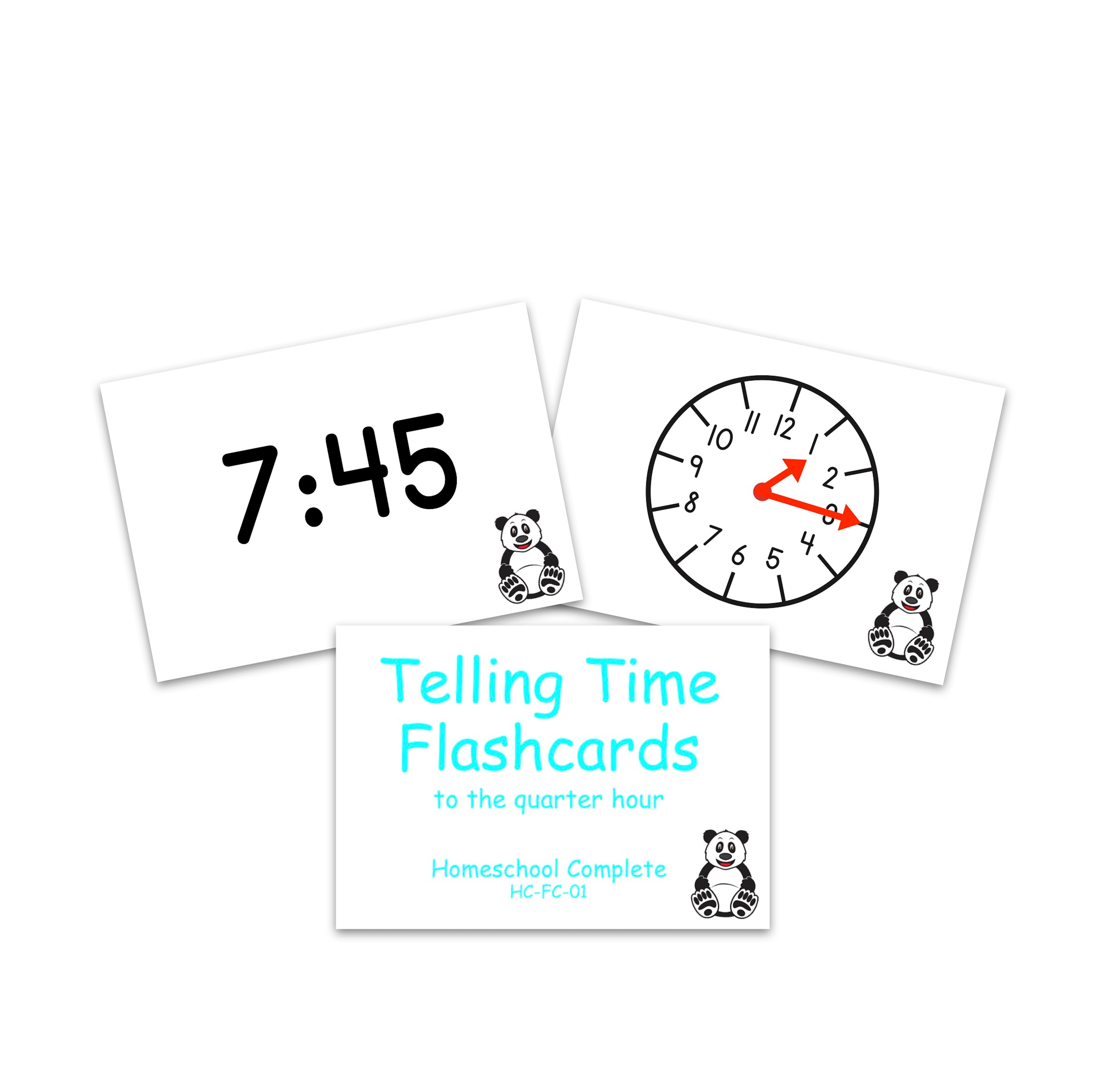 Telling Time Flashcards: to quarter hours