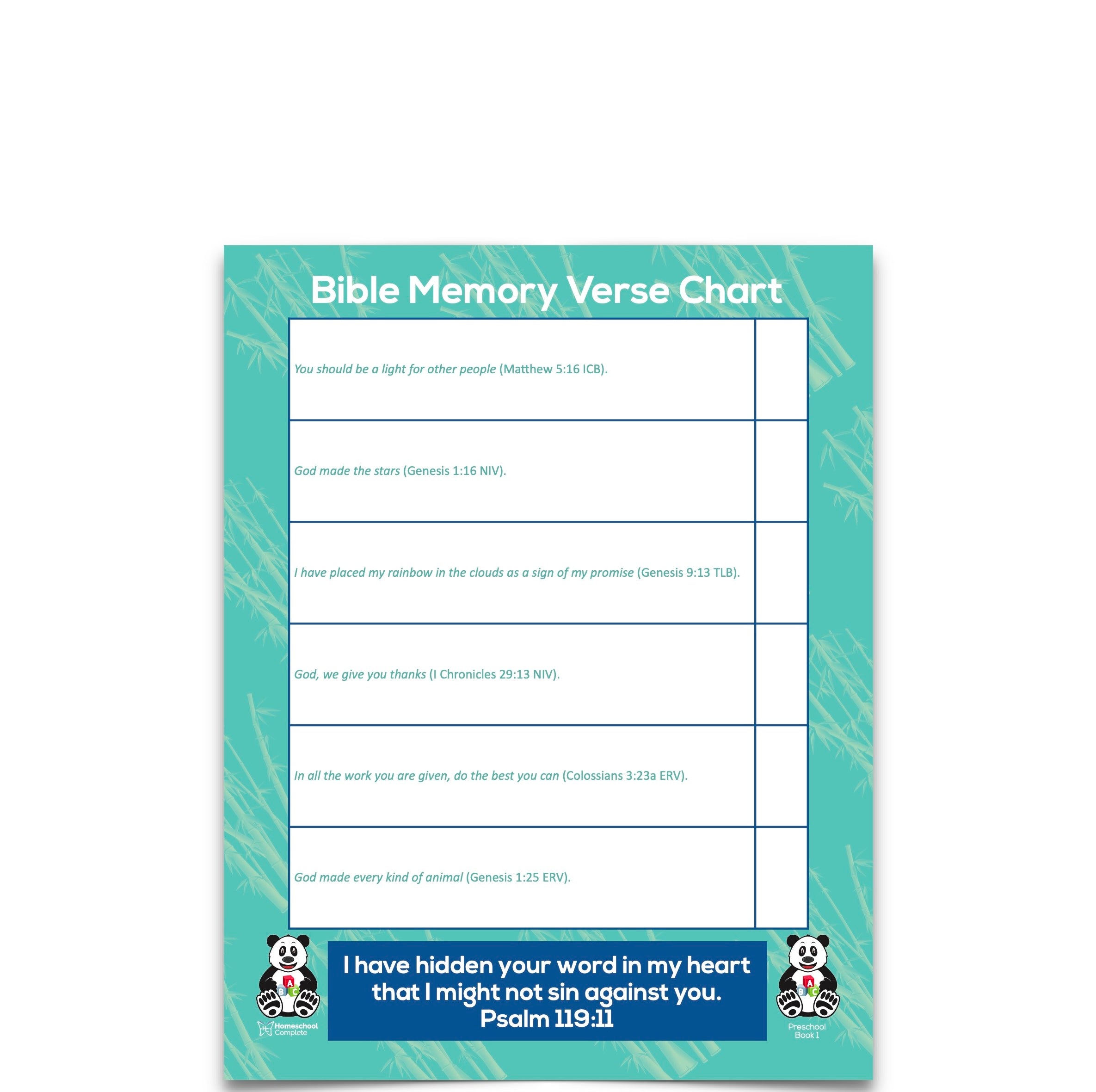 Bible Verse Chart Semester One