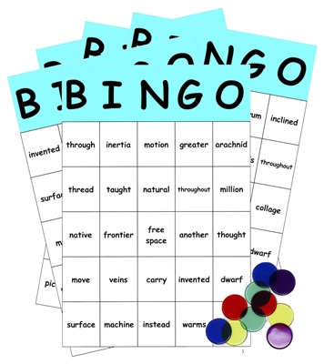 Reading Complete Bingo Game: advanced level